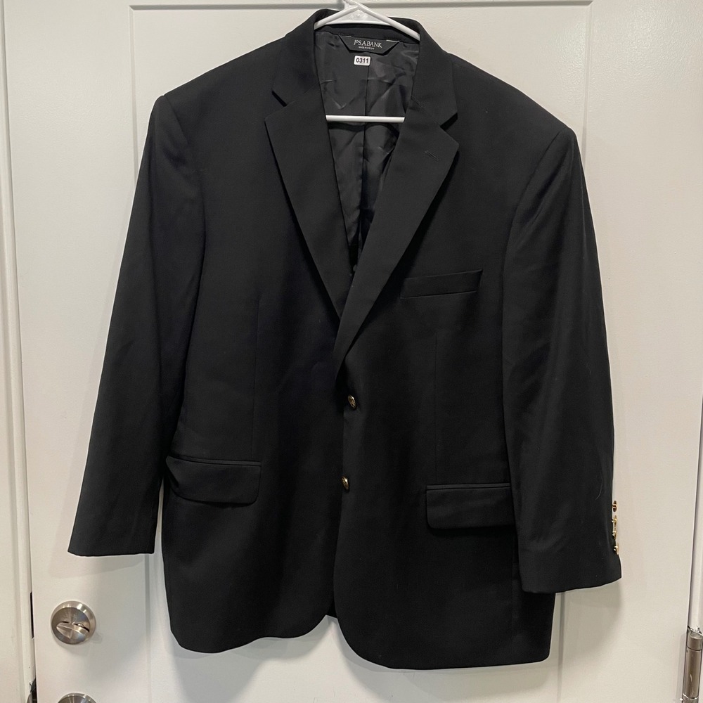 Jos. A. Bank Signature Mens Black Blazer Traditional Fit Gold Buttons Sport Coat